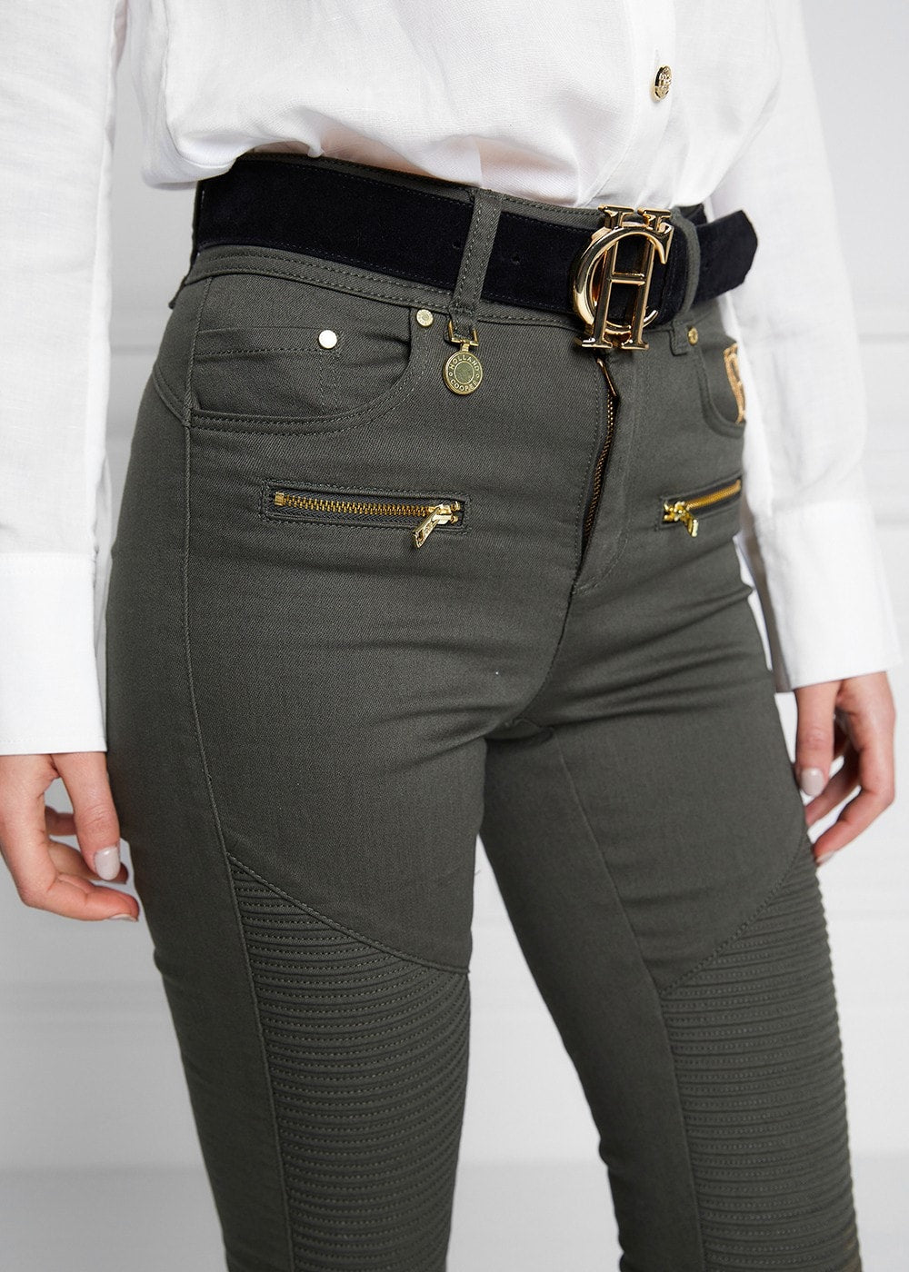 Biker Jeans - Hunter Green - 4