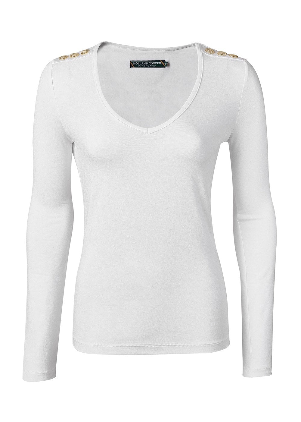 Long Sleeve V-Neck T-Shirt - White - 7