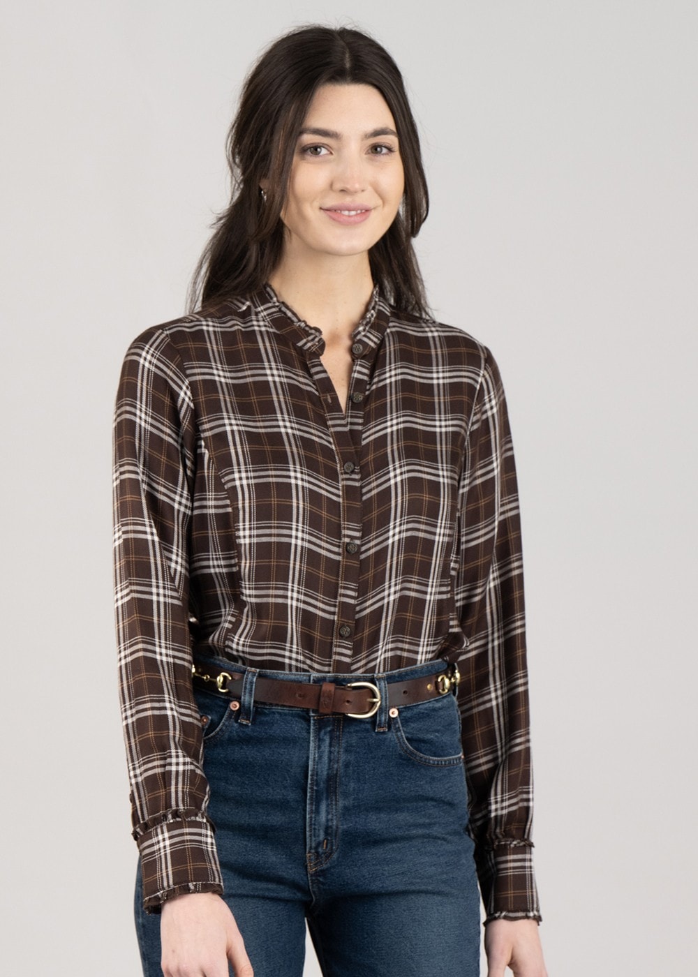 Clarion Blouse - Mole Plaid - 1