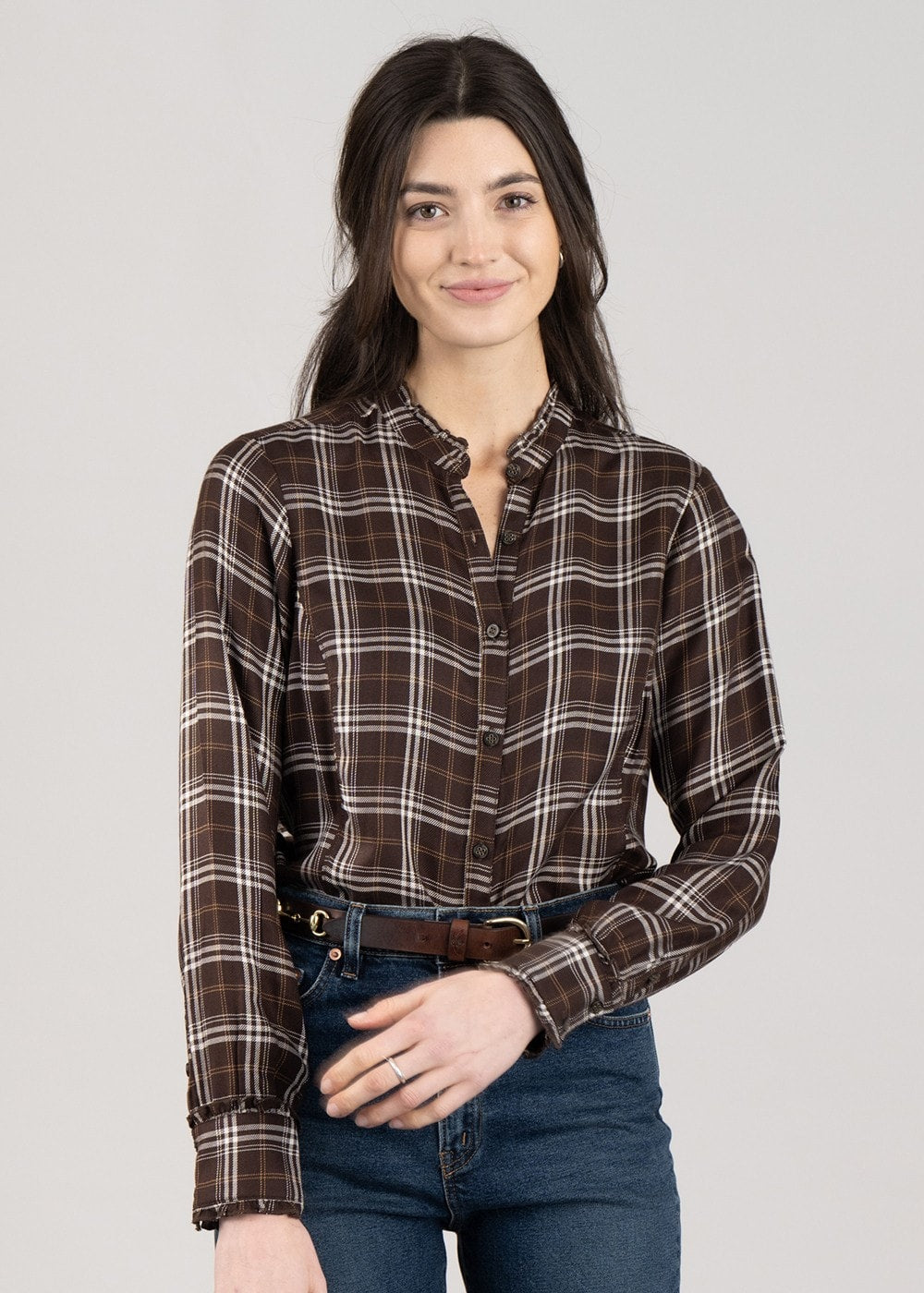 Clarion Blouse - Mole Plaid - 3