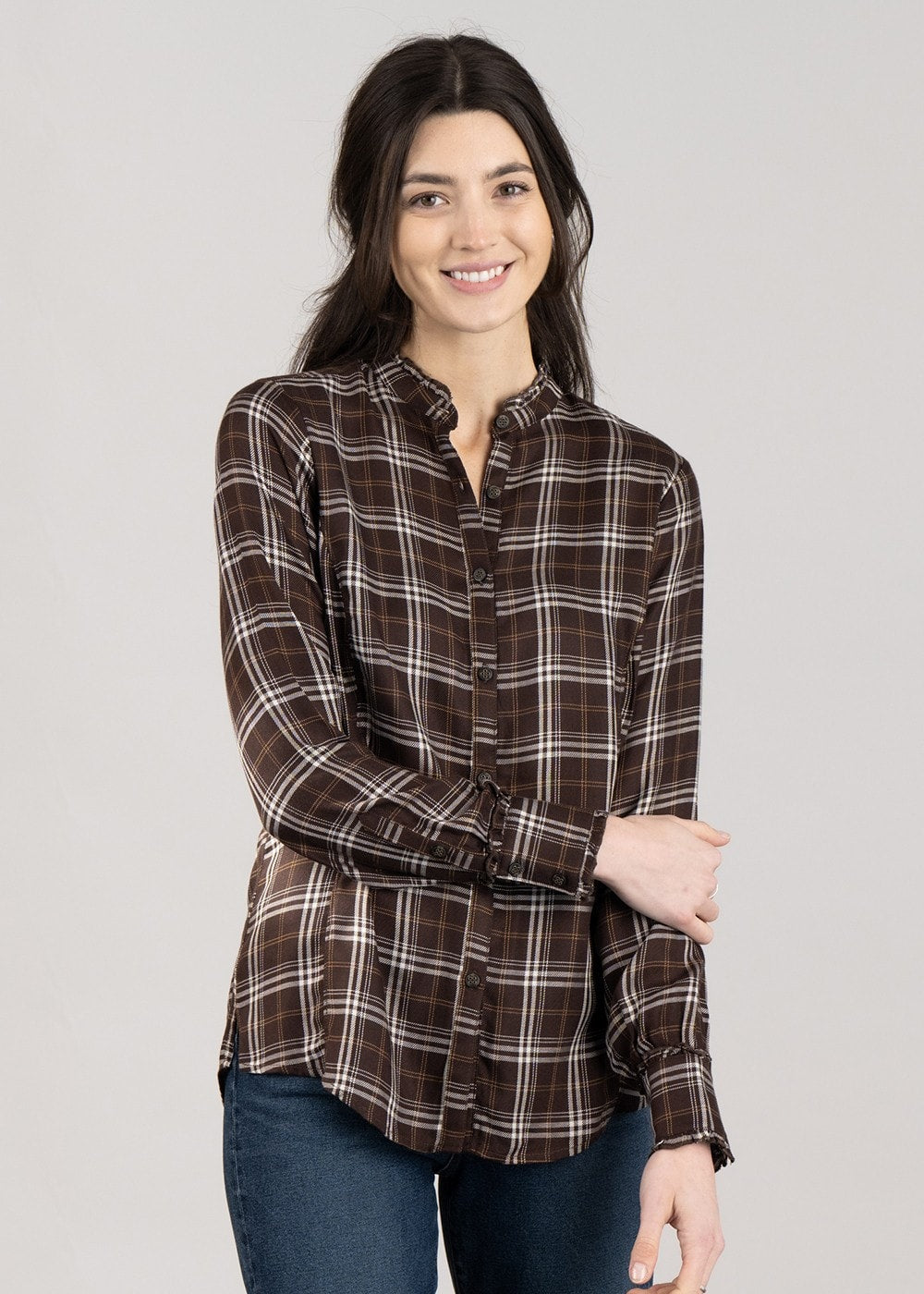 Clarion Blouse - Mole Plaid - 4