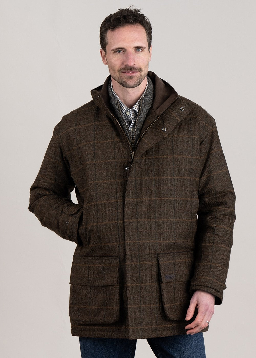 Wool Beaconsfield Jacket - Burnhill Brown Check - 3