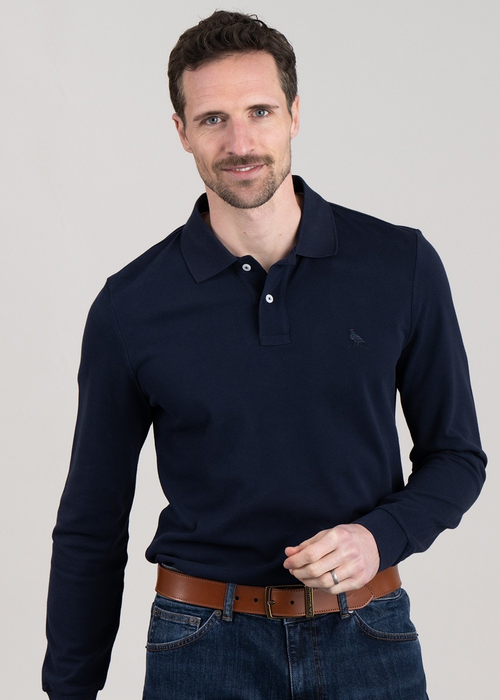 St Ives Long Sleeved Polo Shirt - Navy - 1