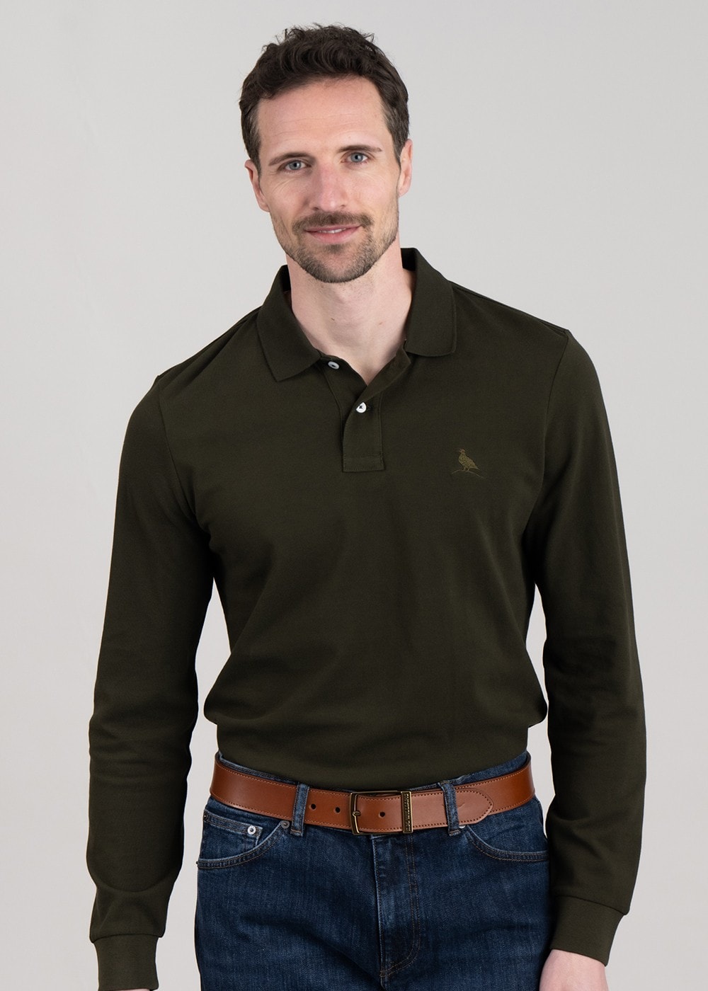 St Ives Long Sleeved Polo Shirt - Forest - 3