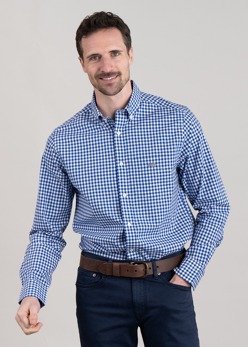 Poplin Gingham Shirt - College Blue - 2