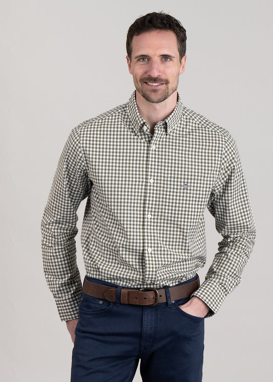 Poplin Gingham Shirt - Juniper Green - 1