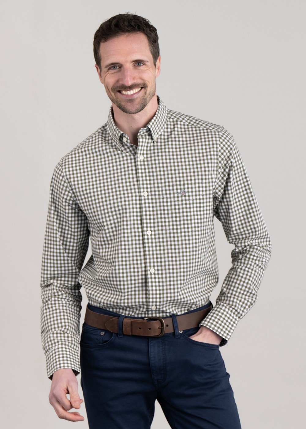 Poplin Gingham Shirt - Juniper Green - 2