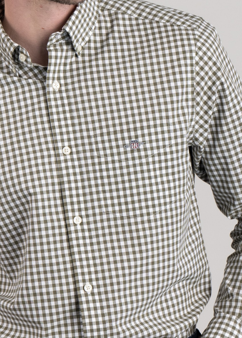 Poplin Gingham Shirt - Juniper Green - 4