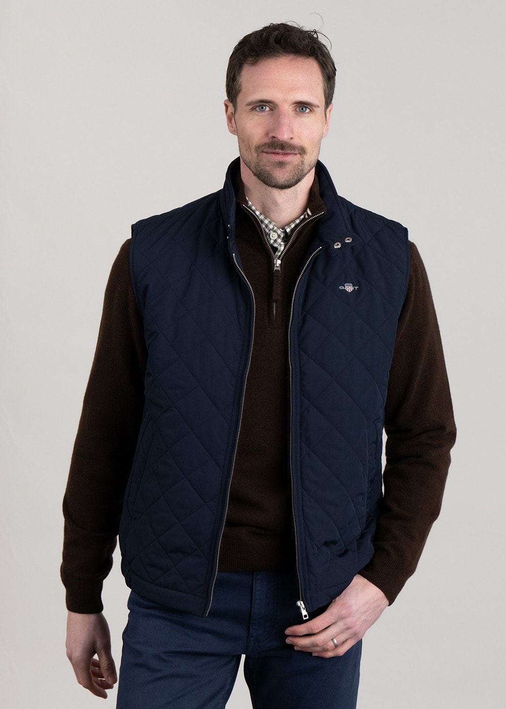 Quilted Windcheater Vest - Evening Blue - 1