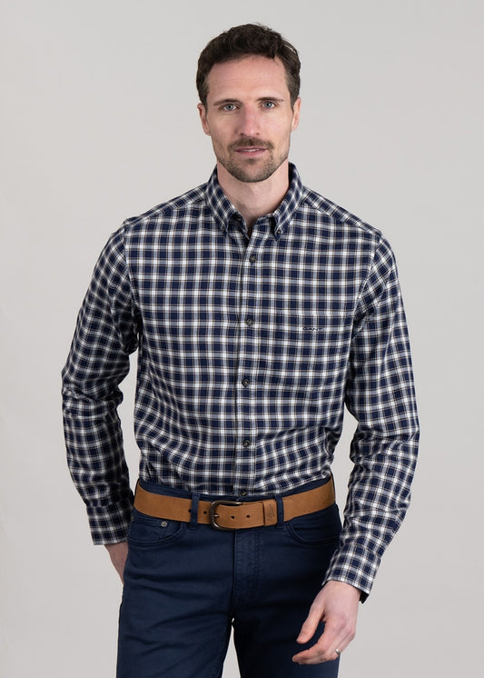 Micro Tartan Flannel Shirt - Classic Blue - 1