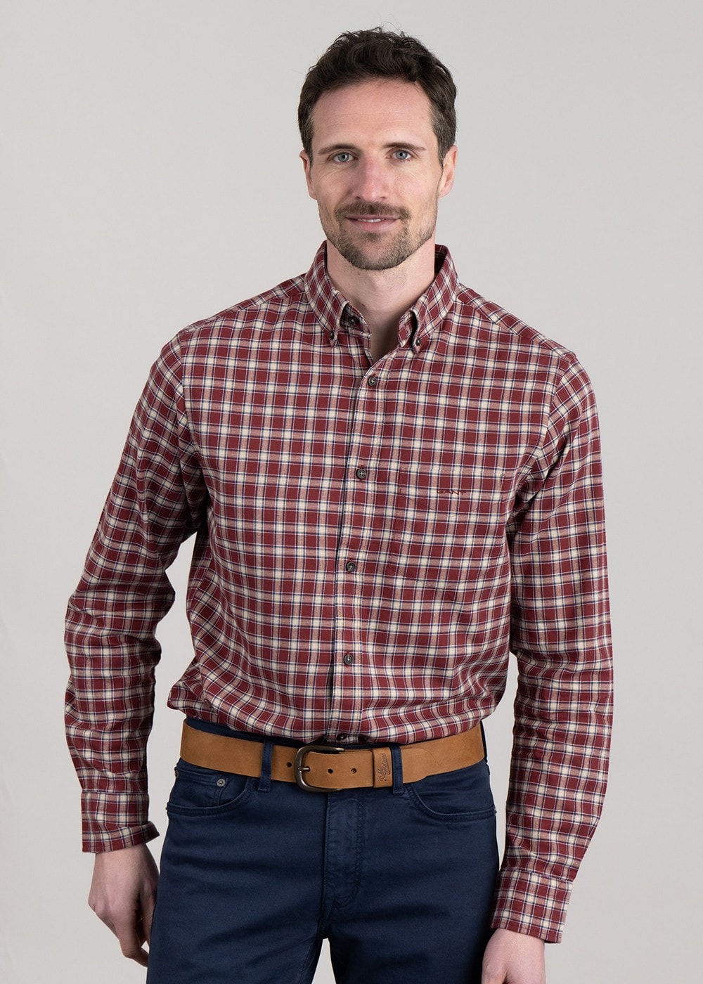 Micro Tartan Flannel Shirt - Plumped Red - 3