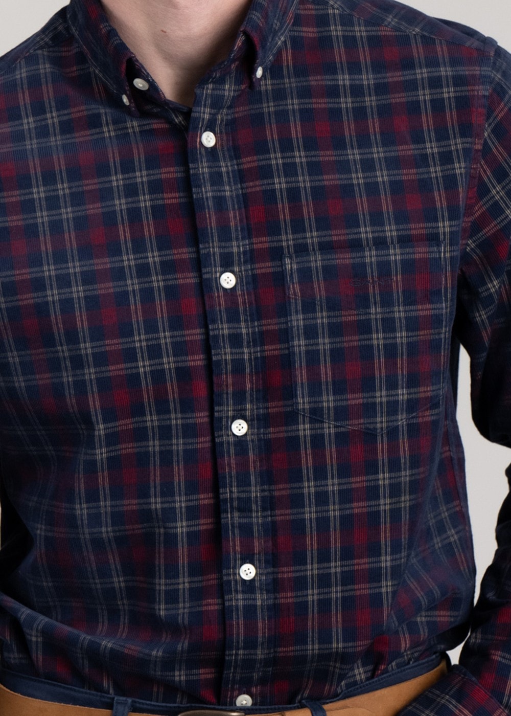 Cord Check Shirt - Marine - 4