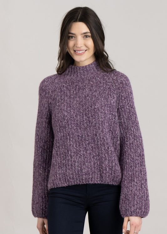 Textured Stand Collar Knit - Pansy Purple - 1