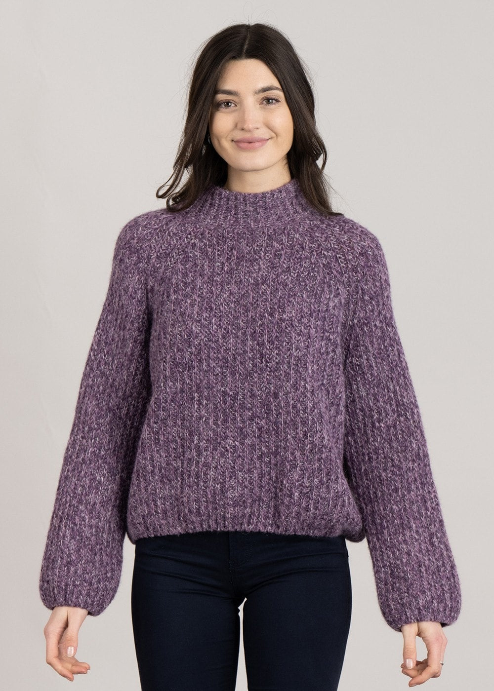 Textured Stand Collar Knit - Pansy Purple - 2