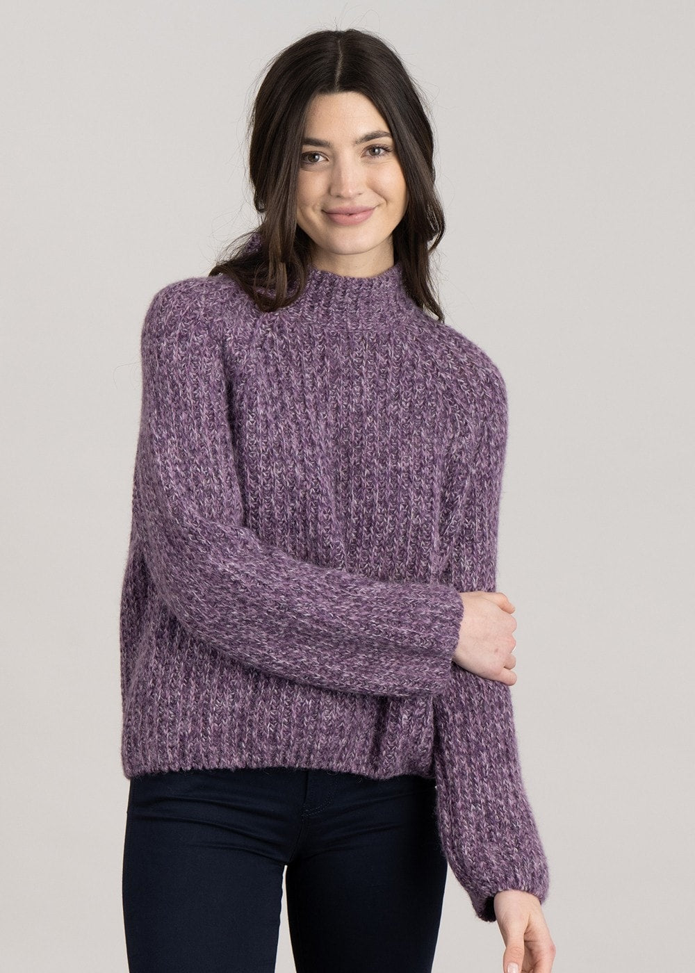 Textured Stand Collar Knit - Pansy Purple - 3