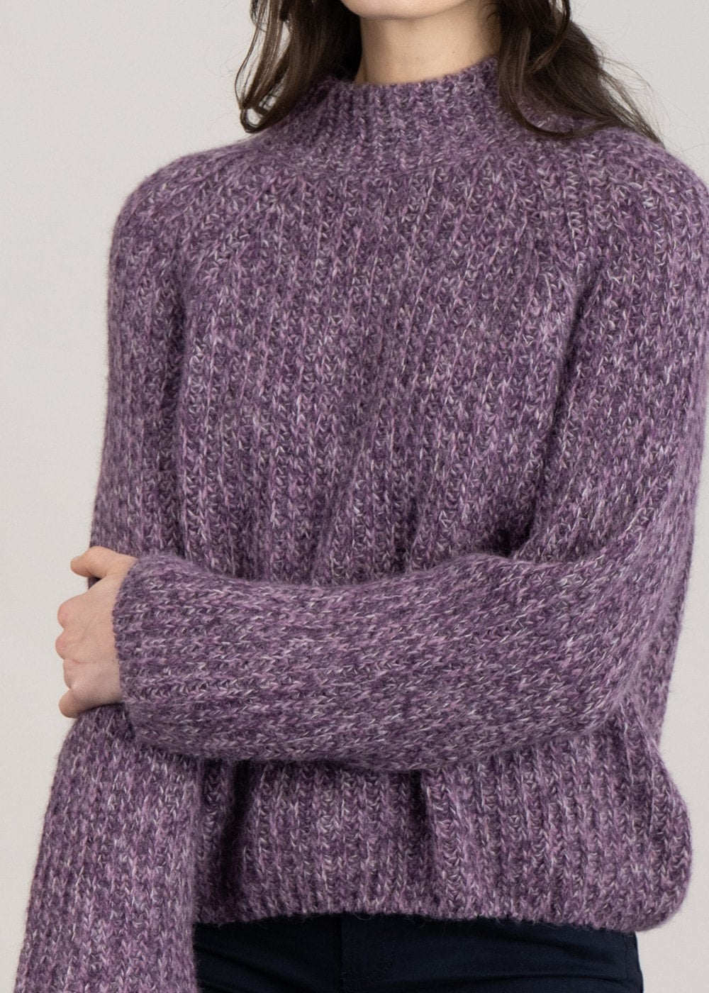 Textured Stand Collar Knit - Pansy Purple - 4