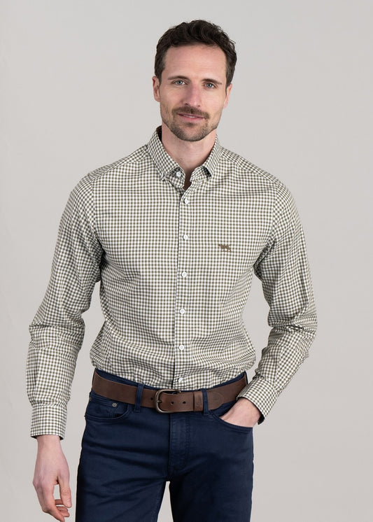 Superfine Gunn Check Oxford Shirt - Loden - 1