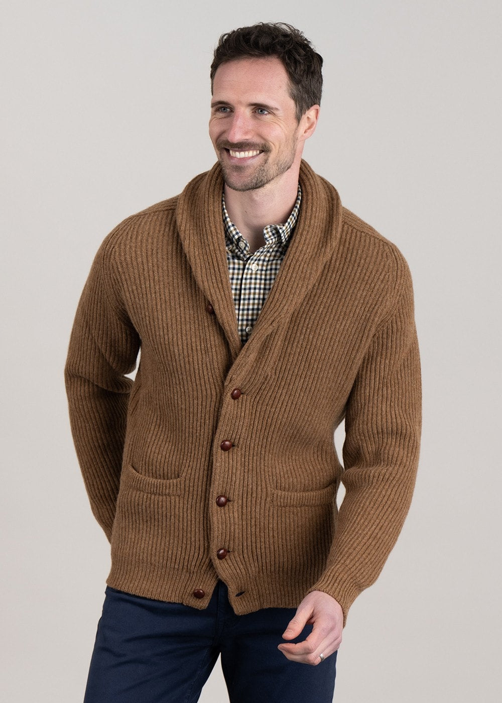 Lambswool Windsor Shawl Jacket - Driftwood - 2