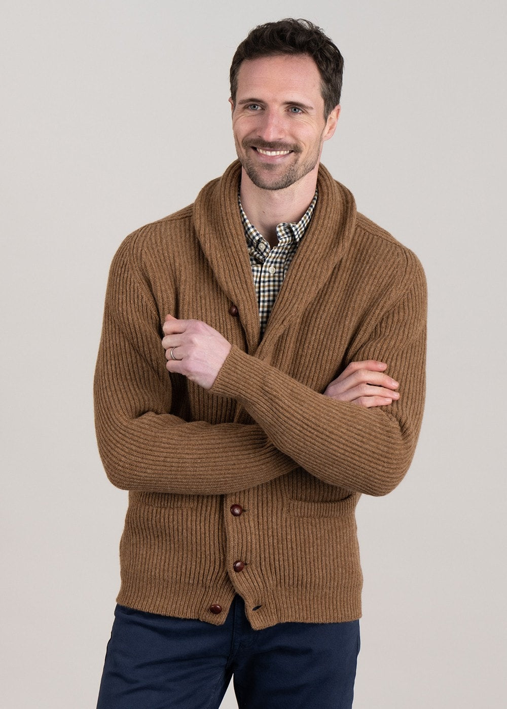 Lambswool Windsor Shawl Jacket - Driftwood - 3