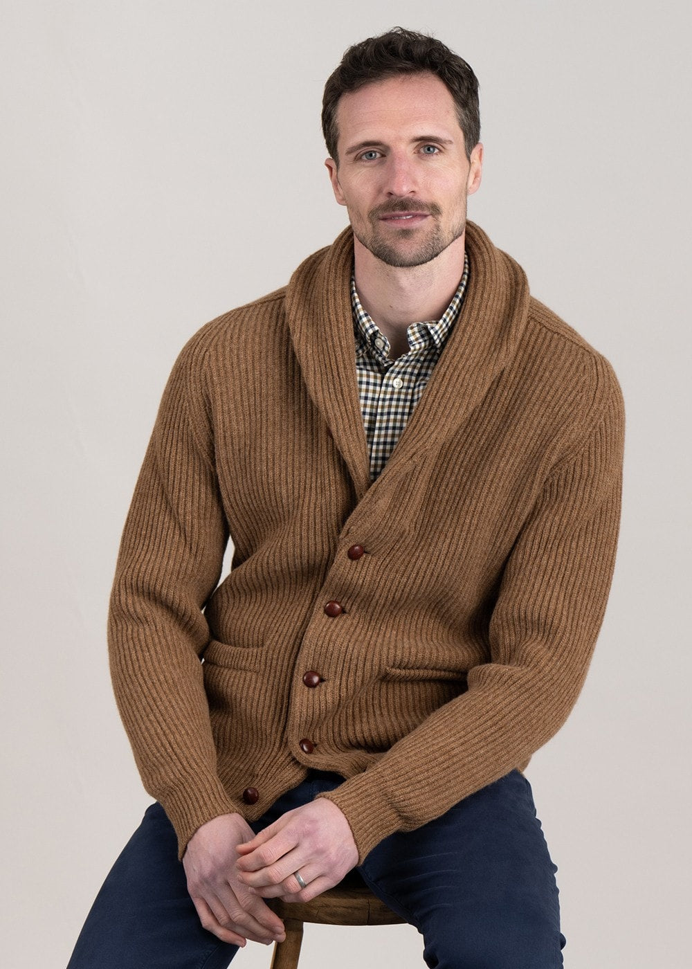 Lambswool Windsor Shawl Jacket - Driftwood - 4