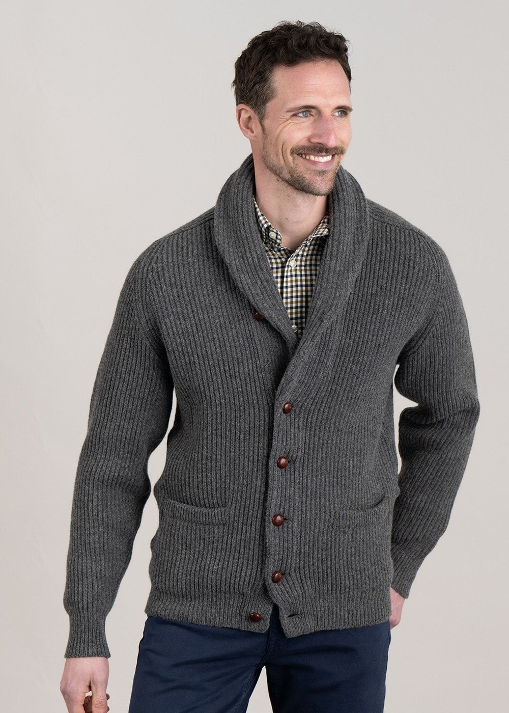 Lambswool Windsor Shawl Jacket - Cliff - 1