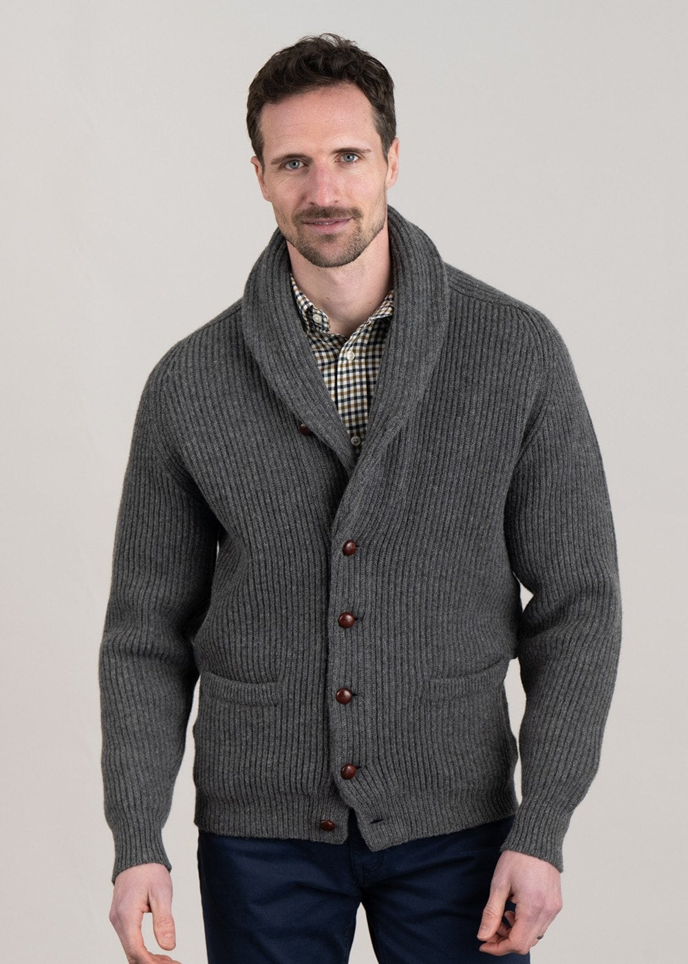 Lambswool Windsor Shawl Jacket - Cliff - 3