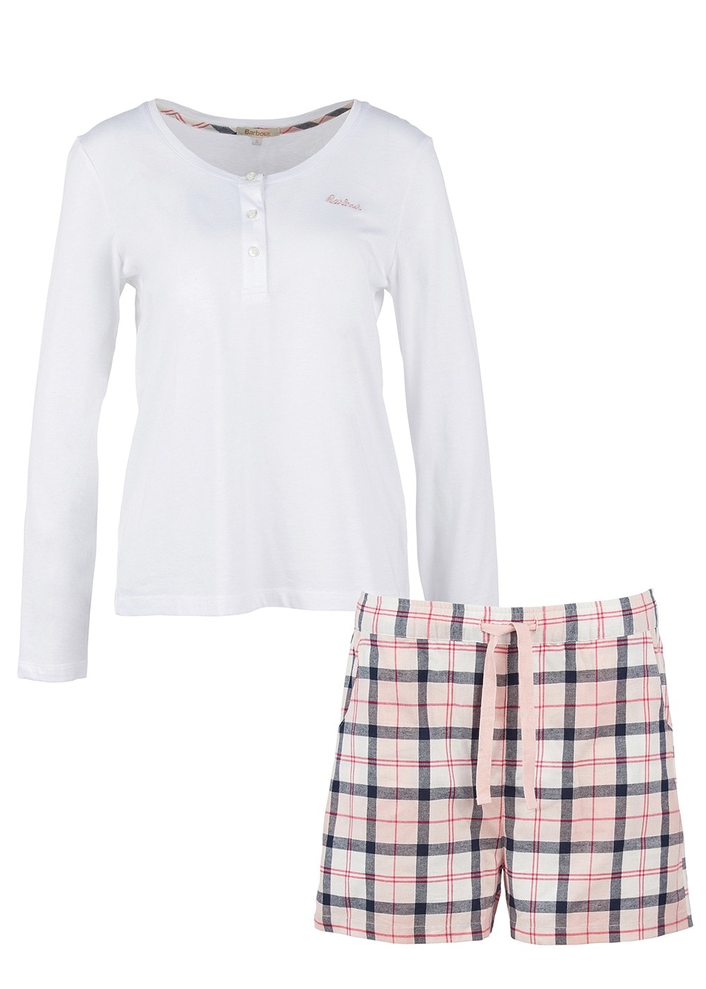 Etta Henley Pyjama Set - Pink and Navy Tartan - 9