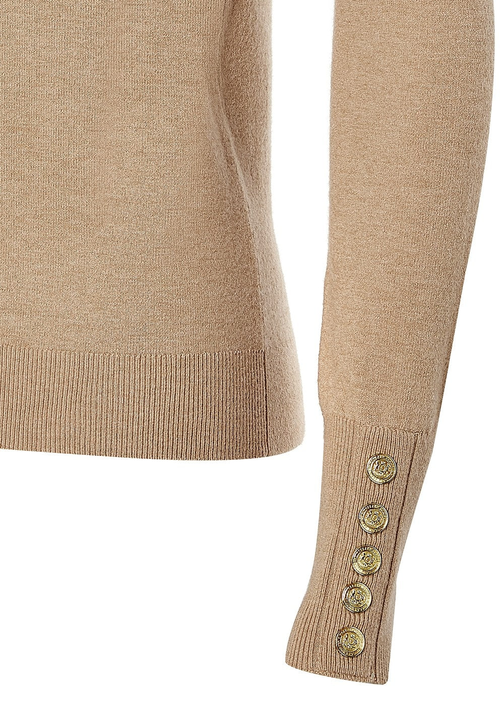 Buttoned Knit Roll Neck - Dark Camel - 5