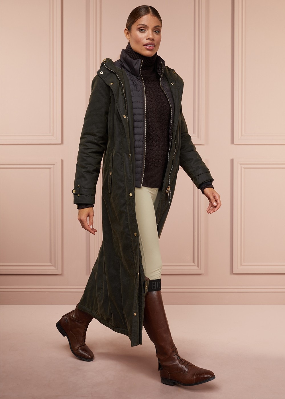 Wax Longline Field Coat - Dark Olive - 3