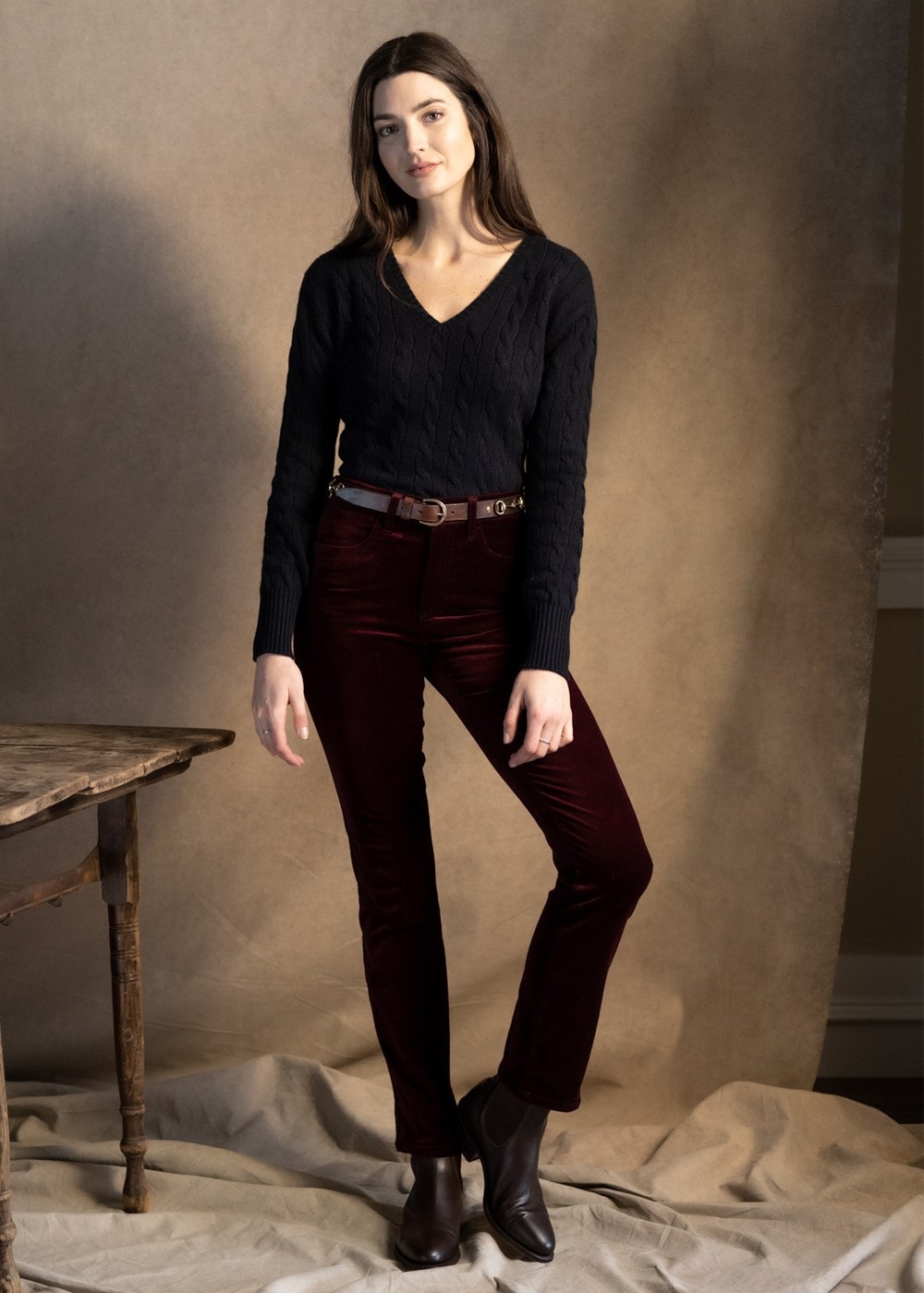 Velvet Straight Leg Jeans - Garnet - 2