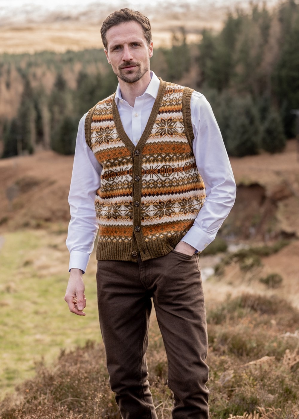 Murdo Waistcoat - Dark Olive - 2