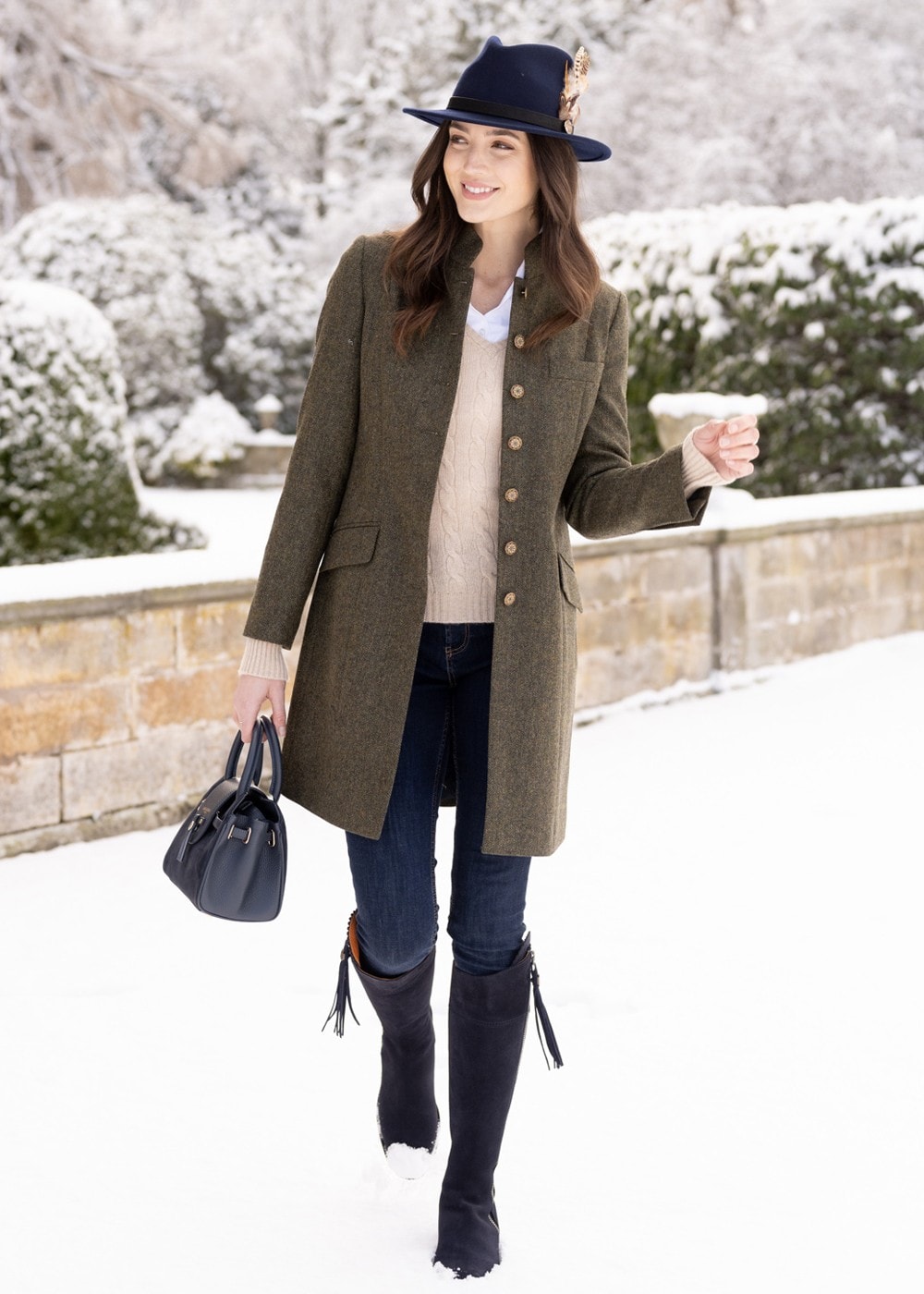 Alexandra Coat - Olive and Navy - 2