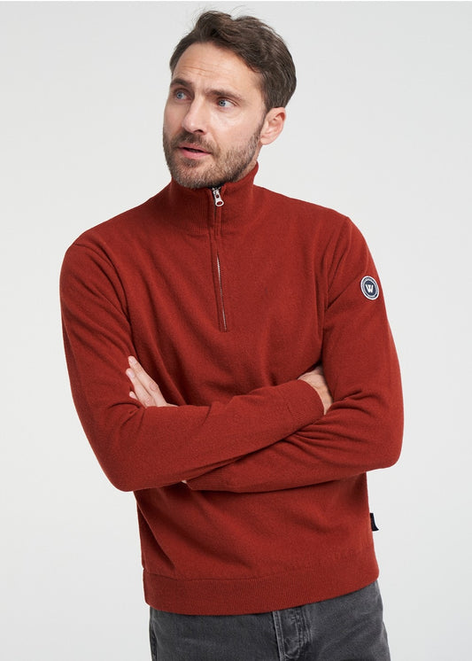 Stellan T-Neck Windproof Sweater - Maple Red - 1