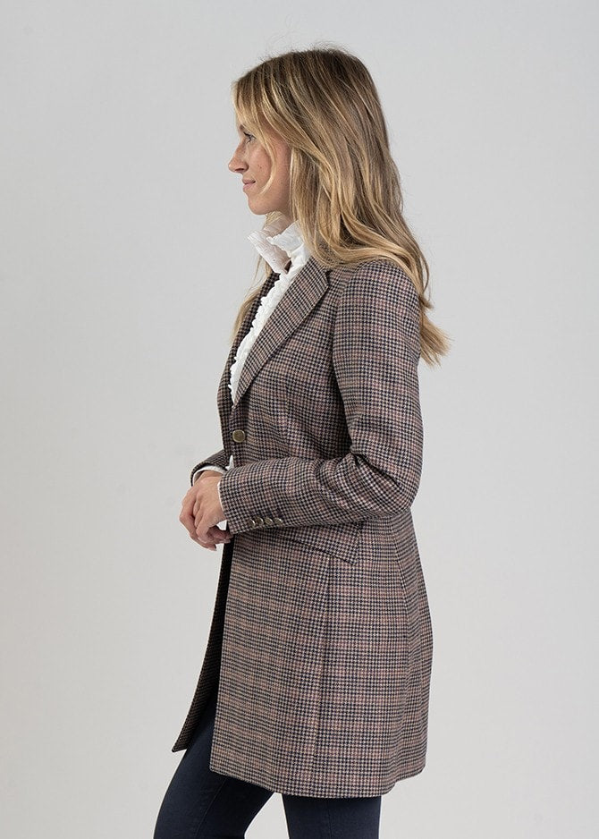 Highgrove Long Jacket - Plum Houndstooth - 5