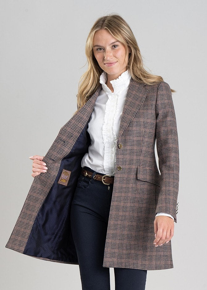 Highgrove Long Jacket - Plum Houndstooth - 7