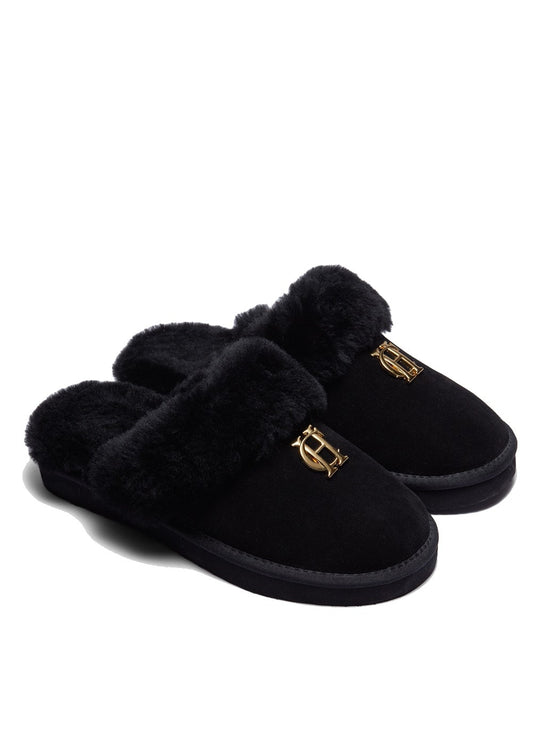 Shearling Slippers - Black - 1