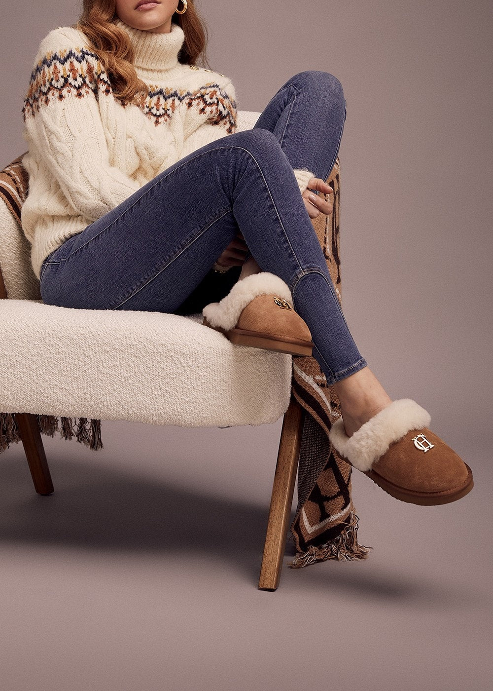 Shearling Slippers - Tan - 2