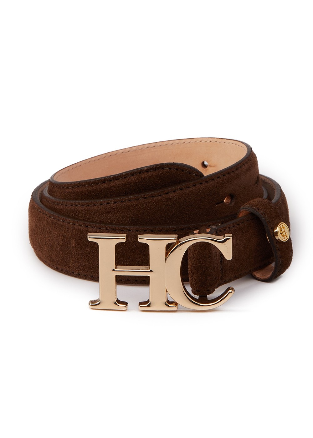 Atelier Slim Logo Belt - Chocolate Suede - 1