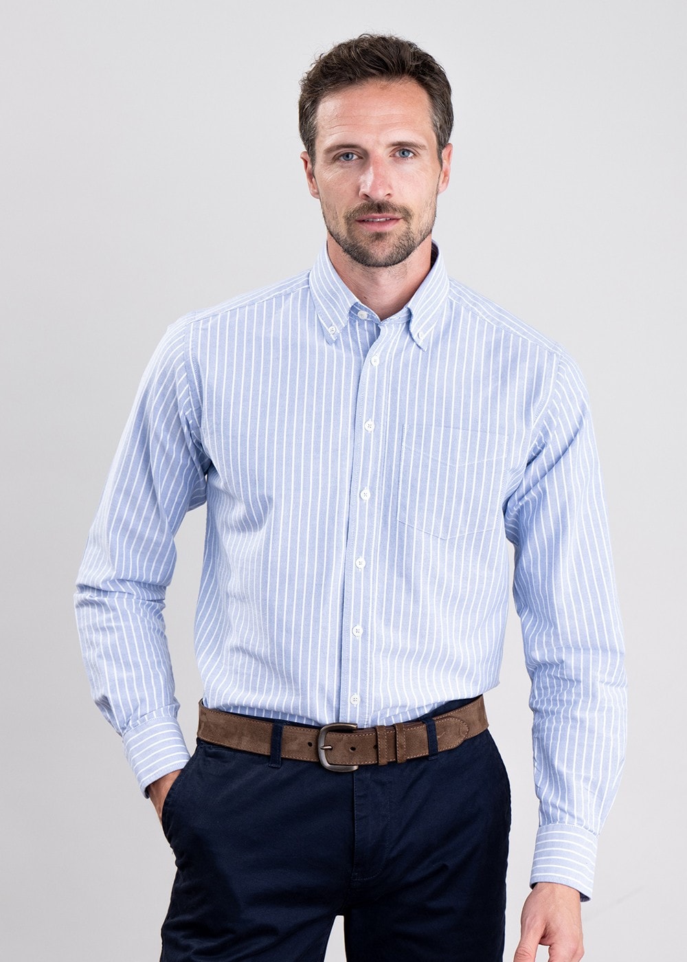 Carham Shirt - Wide Blue Stripe - 3