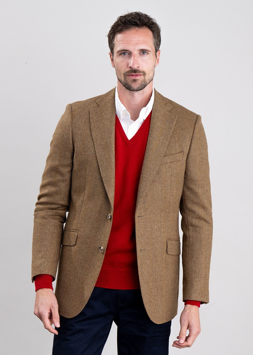 Heatherslaw Tweed Jacket - Earth Brown with Red and Gold Overcheck - 4