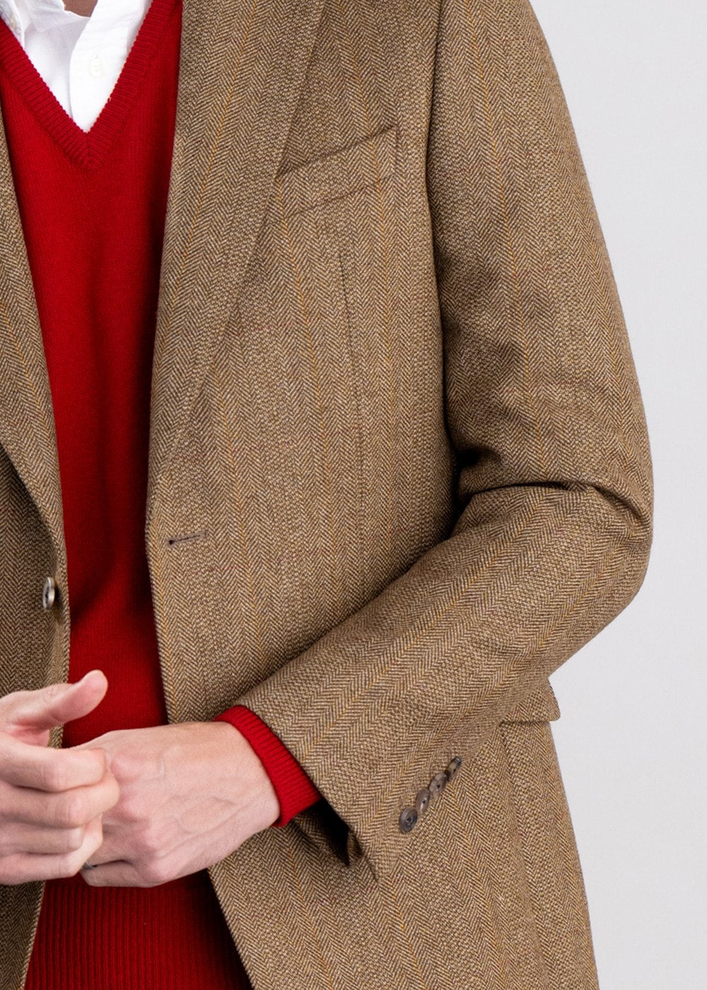 Heatherslaw Tweed Jacket - Earth Brown with Red and Gold Overcheck - 6