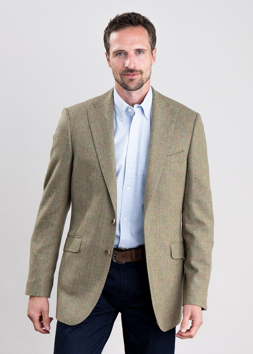 Wooler Tweed Jacket - Camel and Green Twill with Gold and Pink Check - 5