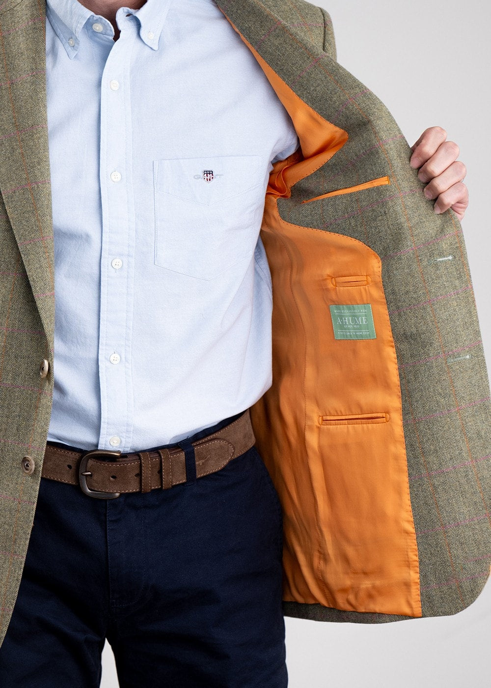 Wooler Tweed Jacket - Camel and Green Twill with Gold and Pink Check - 6