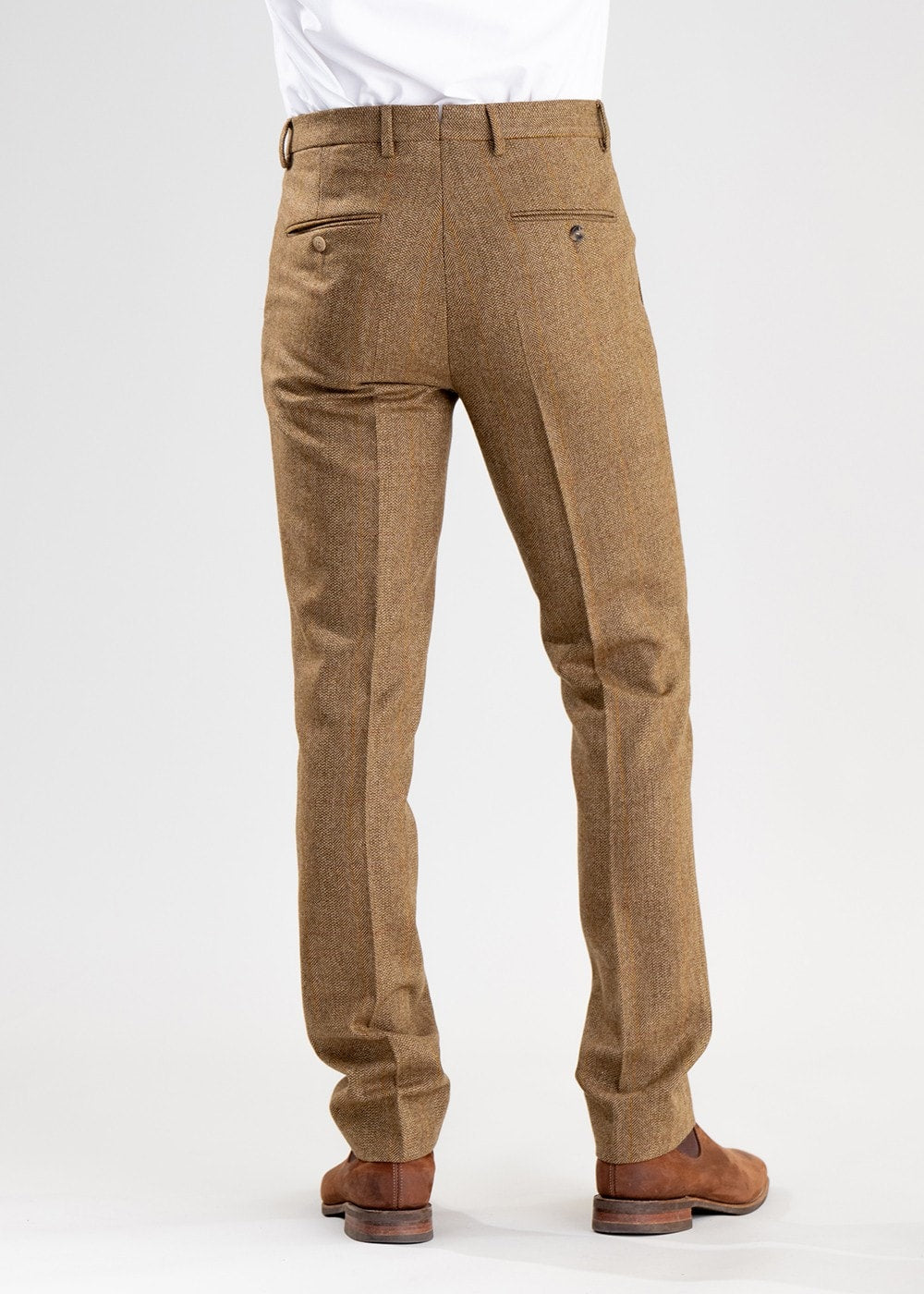 Heatherslaw Tweed Trousers - Earth Brown with Red and Gold Overcheck - 4