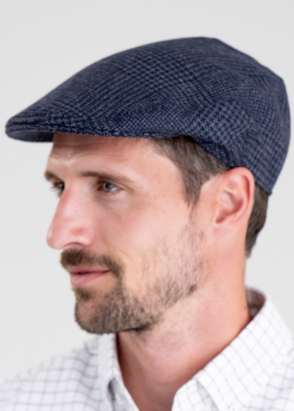 Nisbet Tweed Cap - Blue and Grey Prince of Wales Check - 3