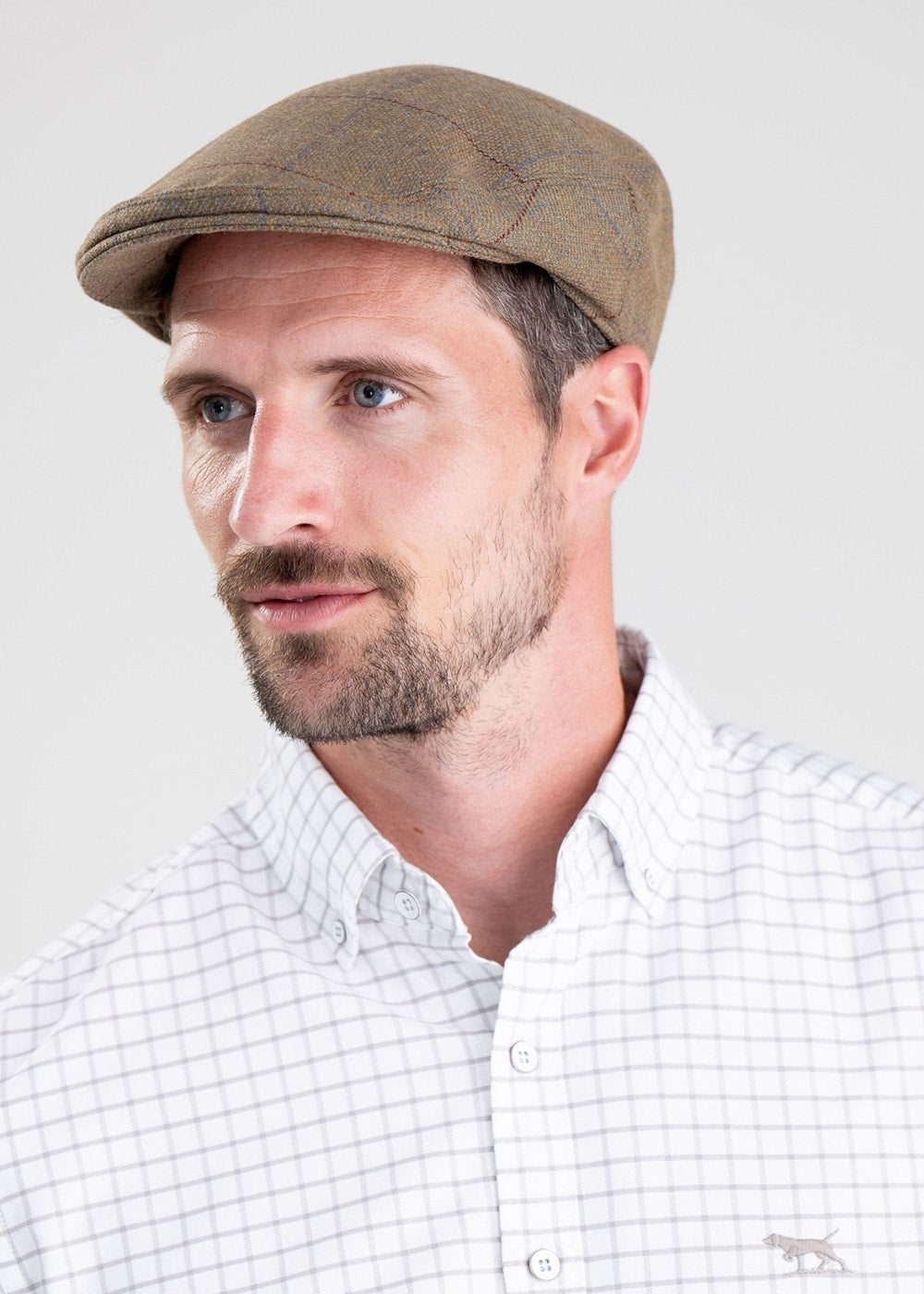 Corbridge Tweed Cap - Blue and Green Twill with Red and Royal Blue Check - 2