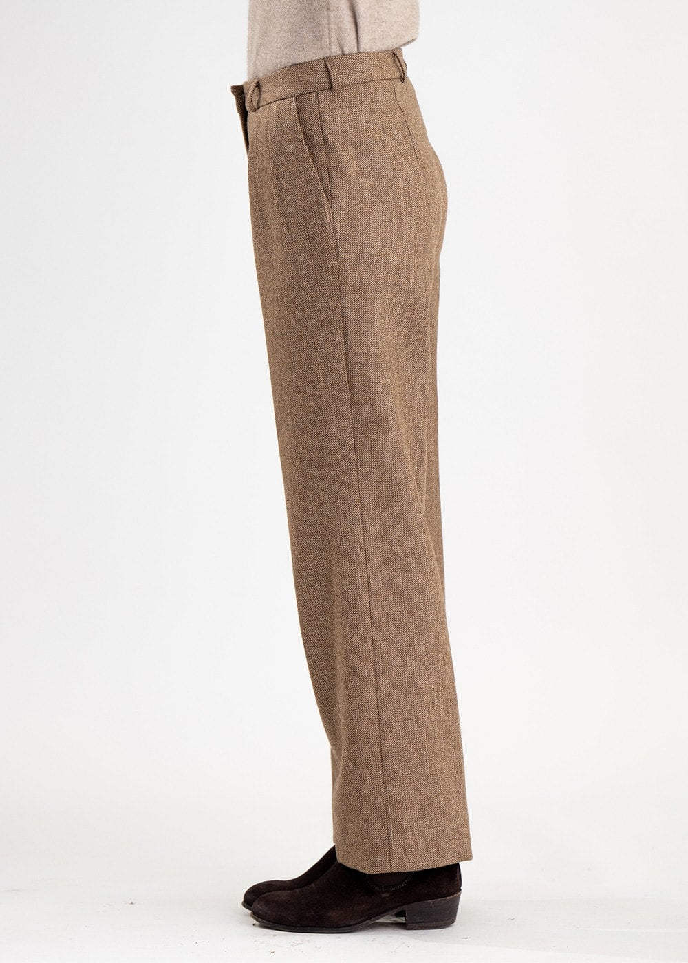 Twill Wide Leg Trousers - Kensington Herringbone - 3