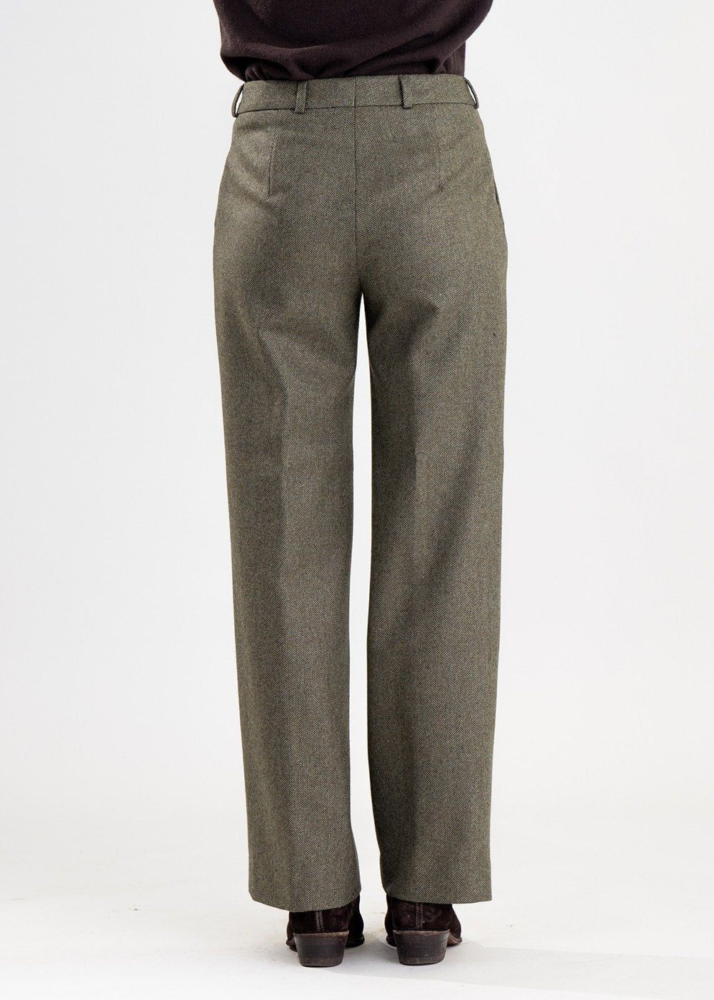 Twill Wide Leg Trousers - Penistone Herringbone - 4