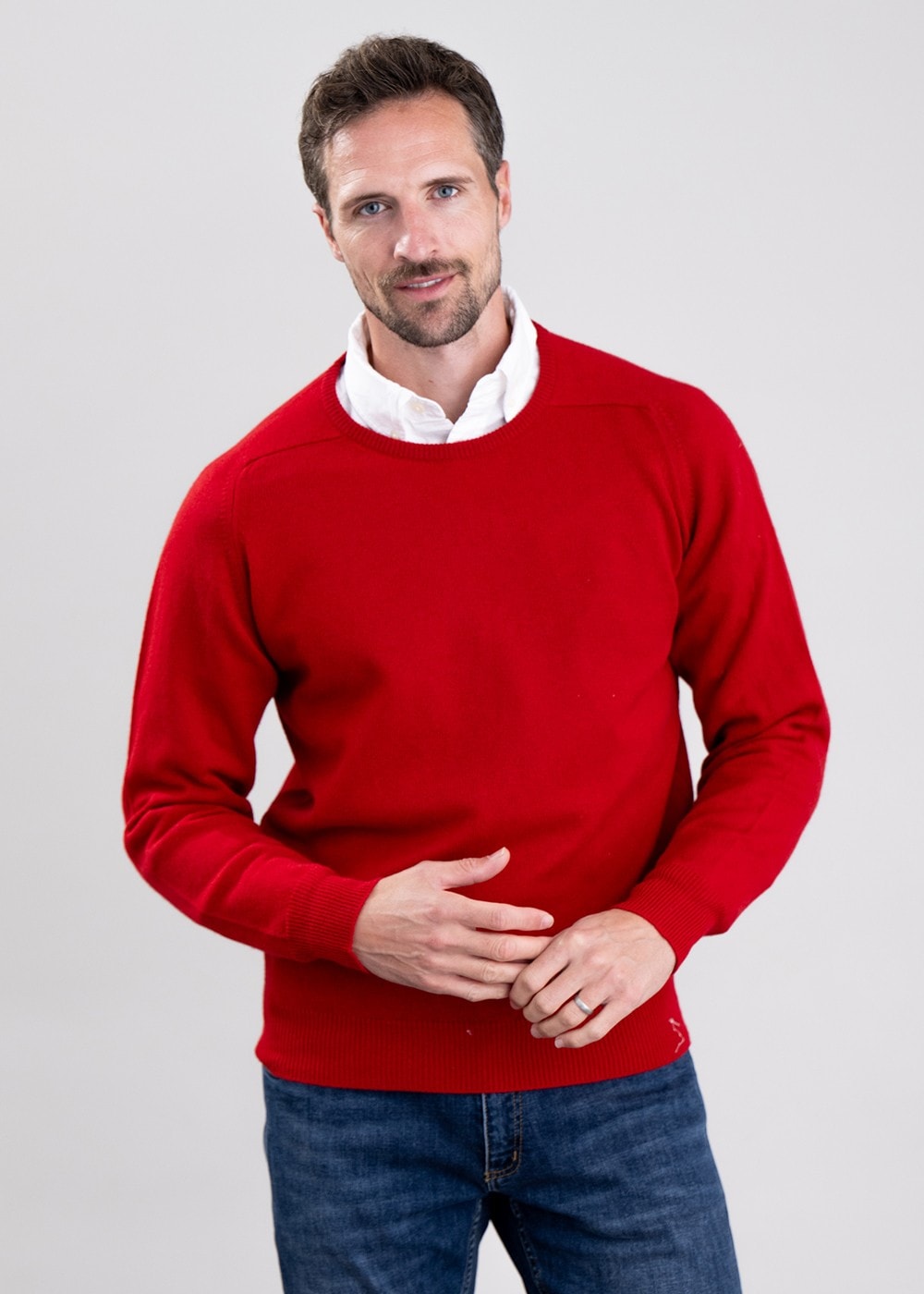 Leven 2 Ply Lambswool Crew Neck - Dubonnet - 1