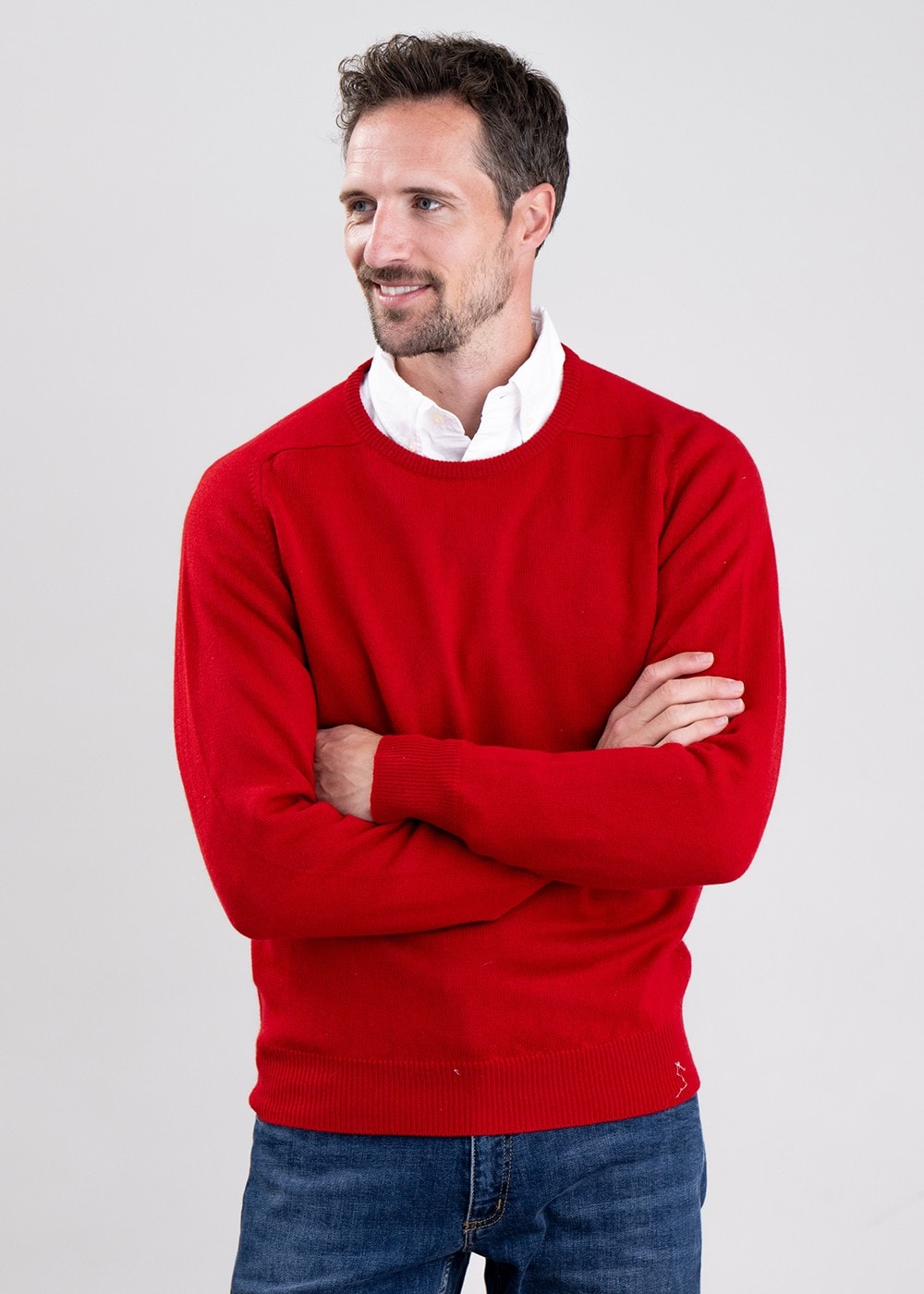 Leven 2 Ply Lambswool Crew Neck - Dubonnet - 3